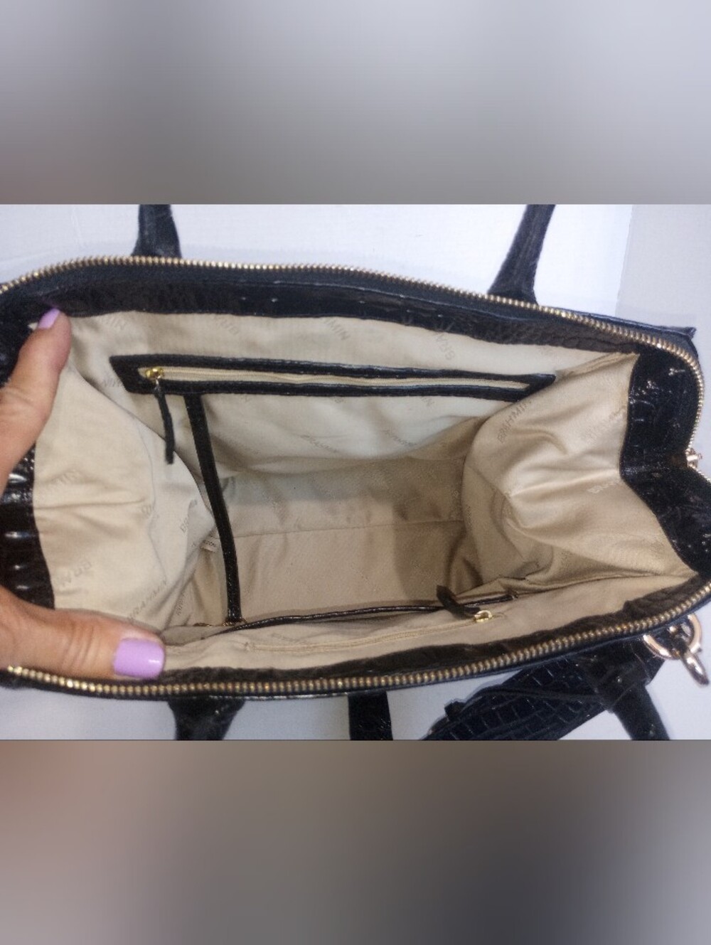 Brahmin Caroline Black Melbourne Satchel With Shoulder Strap - Picture 11 of 12